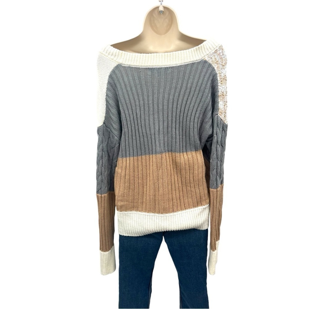 Absolutely Famous Neutral Colorblock Cardigan Size M - Picture 3 of 11